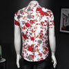 2024 New Men Summer Short Sleeved Flower Shirts Large Size M-7XL Fashion Men'S Dance Party Bar KTV Leisure Shirt
