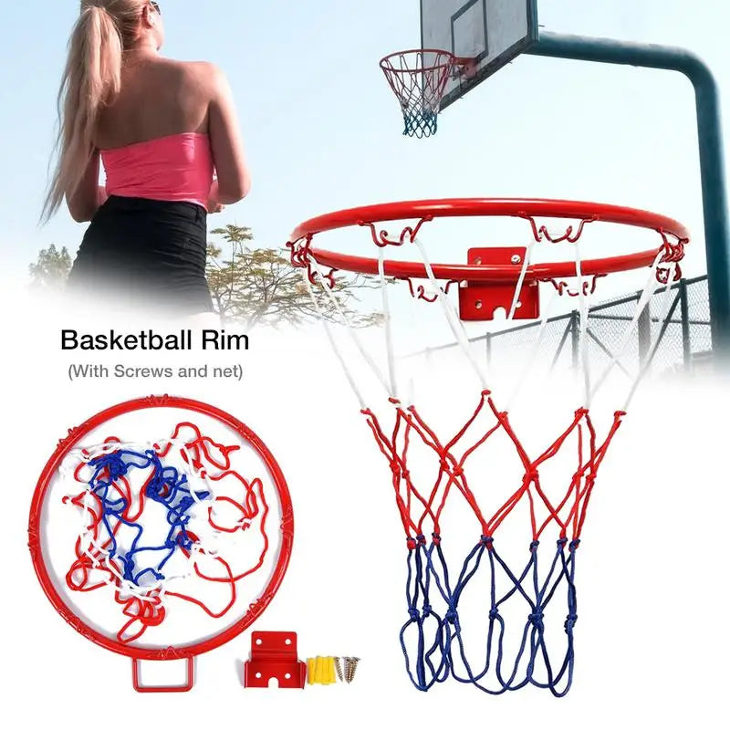 32Cm Athlete Basketball Match Game Ball Ring Hoop Rim Stand Backboard Basket for Adults Kids Full Solid Metal Spring GYM