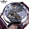Winner Transparent Fashion Case Luxury Casual Design Leather Strap Mens Watches Top Brand Luxury Mechanical Skeleton Watch