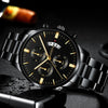 Fashion Men Black Stainless Steel Watch Luxury Calendar Quartz Wrist Watch Mens Business Watches for Man Clock Relogio Masculino