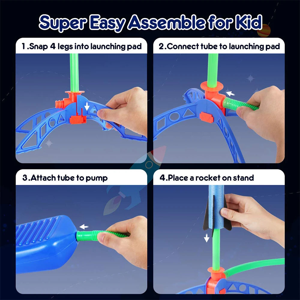 Kid Air Rocket Foot Pump Launcher Outdoor Air Pressed Stomp Soaring Rocket Toys Child Play Set Jump Sport Games Toys for Childre